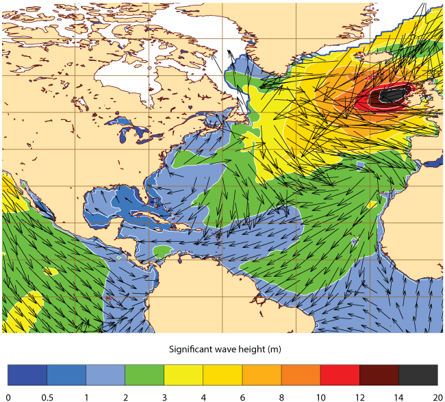 Wave height forecast for 1 February 2016