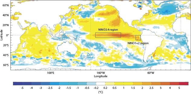 Sea-surface temperature anomalies August 2015