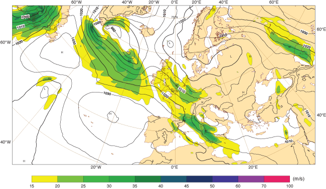 Five-day wind speed forecast for 3 March 2016 00 UTC