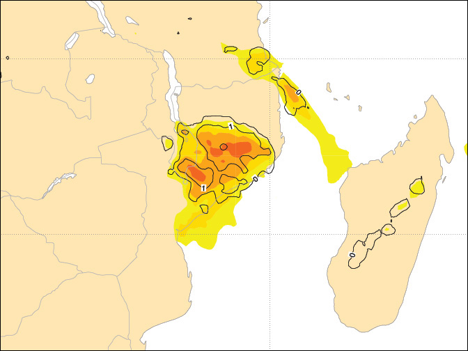 Extreme Forecast Index chart for 12 Jan 2015