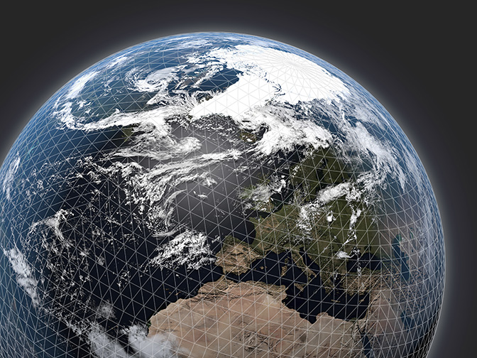 Global numerical weather prediction grid