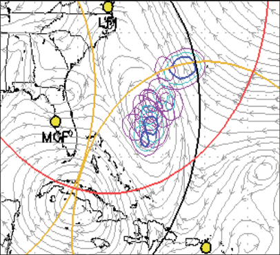 Ensemble forecast of relative vorticity linked to Hurricane Joaquin