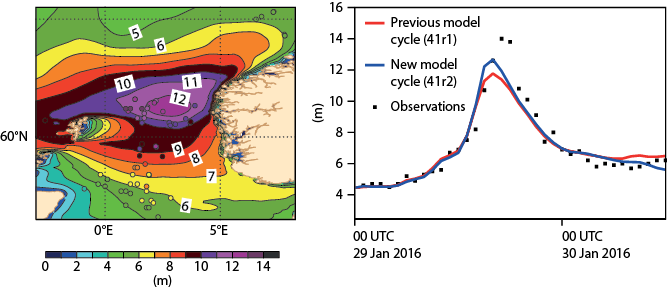 High-resolution wave forecasts and observations