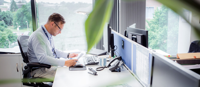 Staff member at ECMWF in open plan office