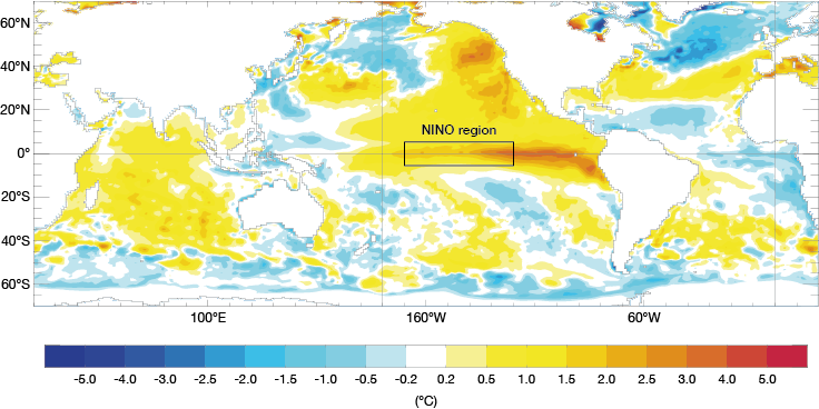 Sea-surface temperature anomalies July 2015