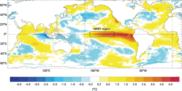 Sea-surface temperature anomalies November 1997