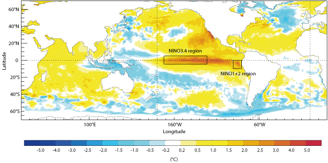 Sea-surface temperature anomalies Oct 2015