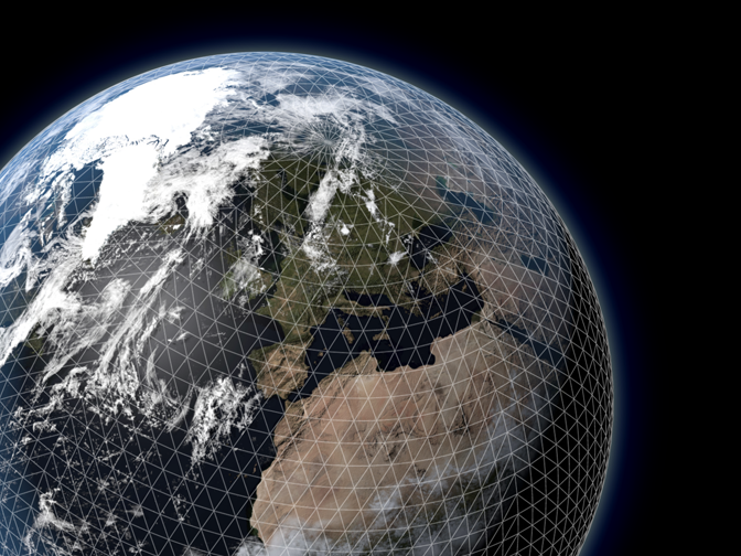 Forecast model grid layout on Earth's surface