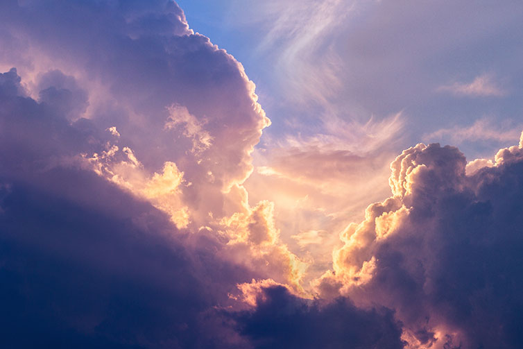 Towering convective clouds