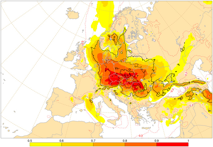 ECMWF Extreme Forecast Index, Herwart, Day 5