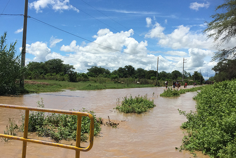 Flooded road in Peru