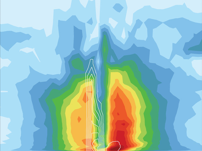 Idealised tropical cyclone simulation, vertical section