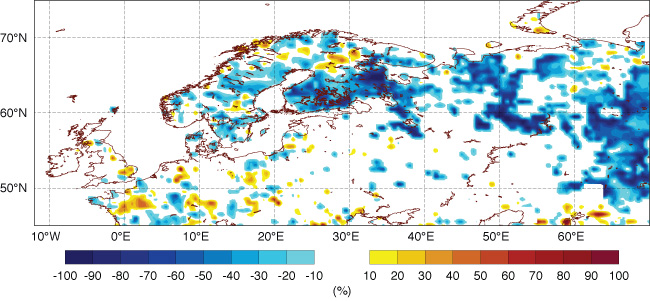 Cloud bias change in northern Europe in IFS Cycle 43r1