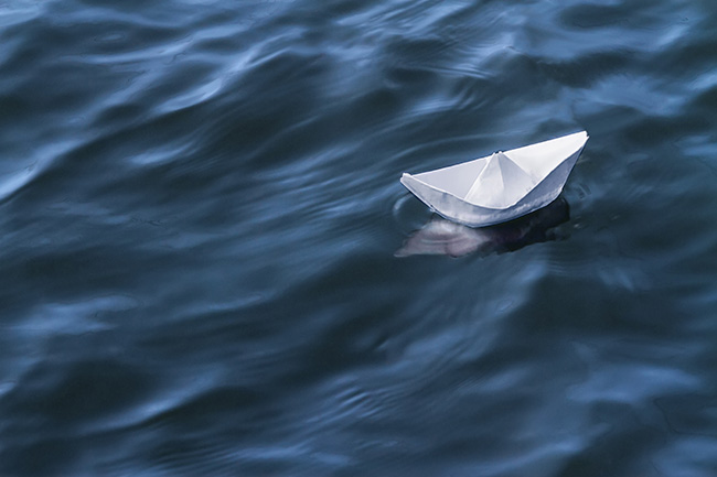 Floating paper boat