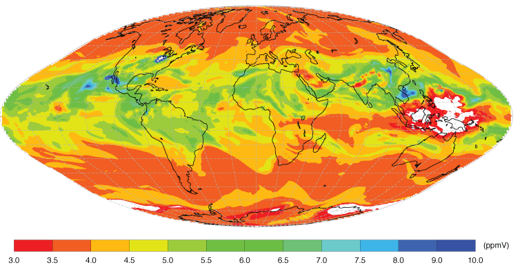 Stratospheric water vapour chart