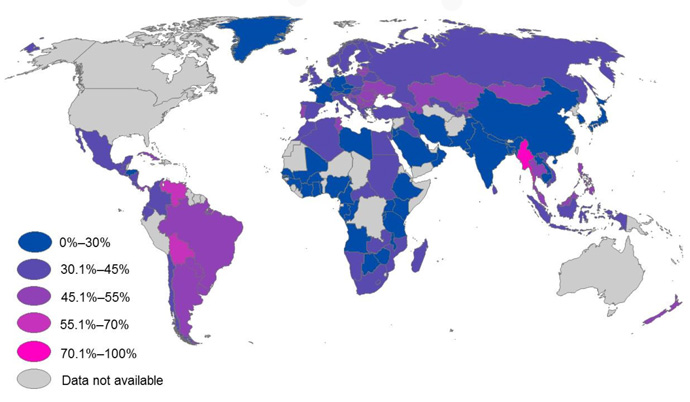 Women in science UNESCO world map 2017