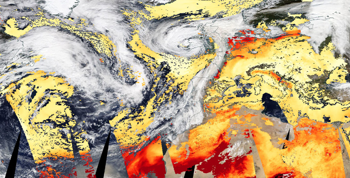 MODIS observations of aerosol optical depth 16 Oct 2017