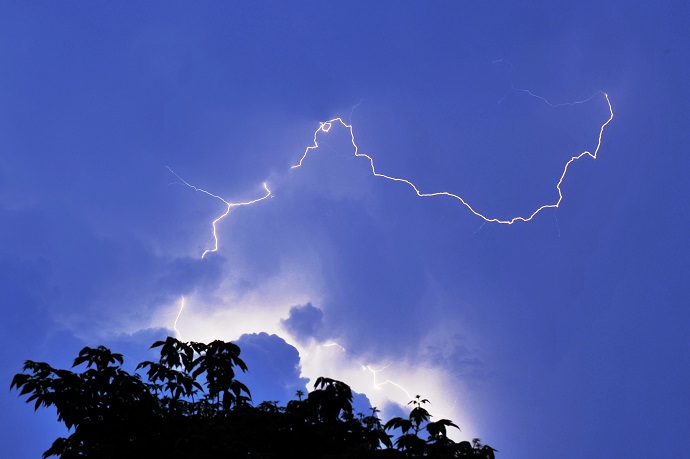 Lightning amidst storm clouds