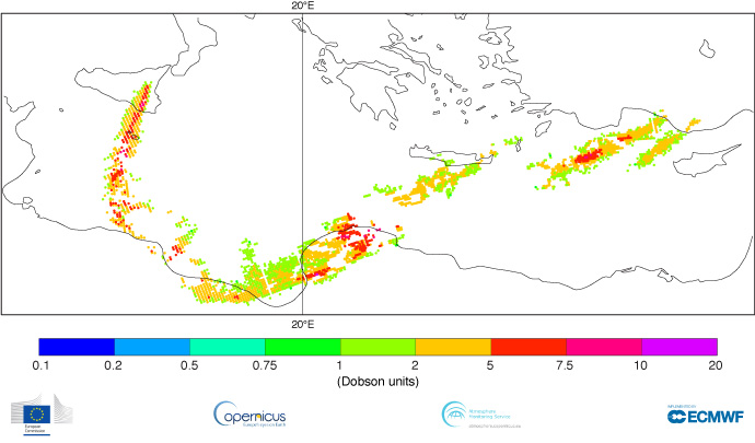 Sulphur dioxide plume chart 26 Dec 2018