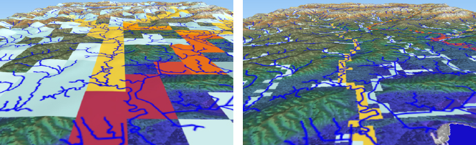 River networks at 1 km and 5 km grid spacing