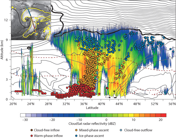 Modelled cloud phase and radar reflectivity