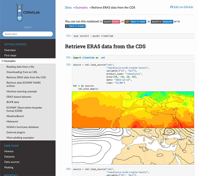 Example-based documentation in Climetlab