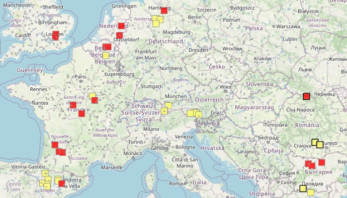 EFAS map of the risks of flooding on 12 June 2021