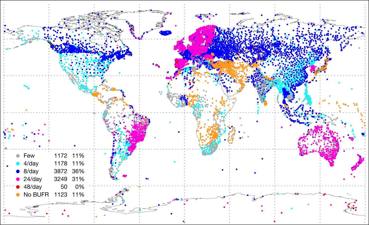 SYNOP report frequency.