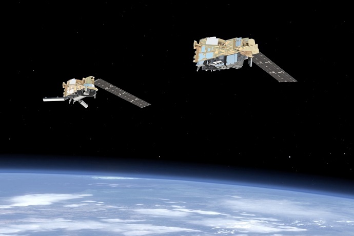 Artist's impression of Metop-SG A+B satellites in orbit