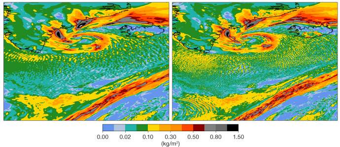 Forecasts of cyclone off Greenland at 9 km and 4 km resolutions