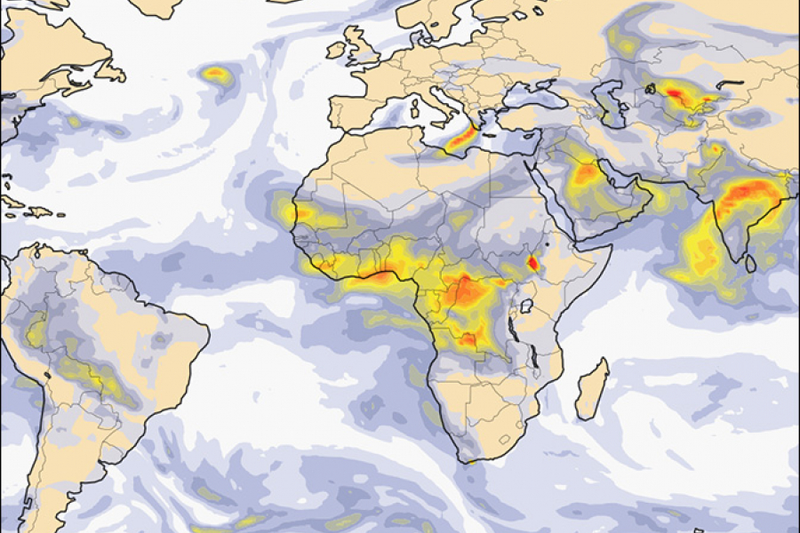 CAMS aerosol forecast for 18 January 2017