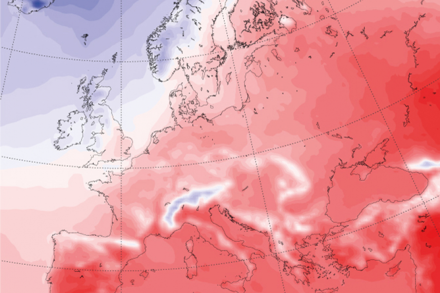 Daily mean temperature July 2010 from ERA5