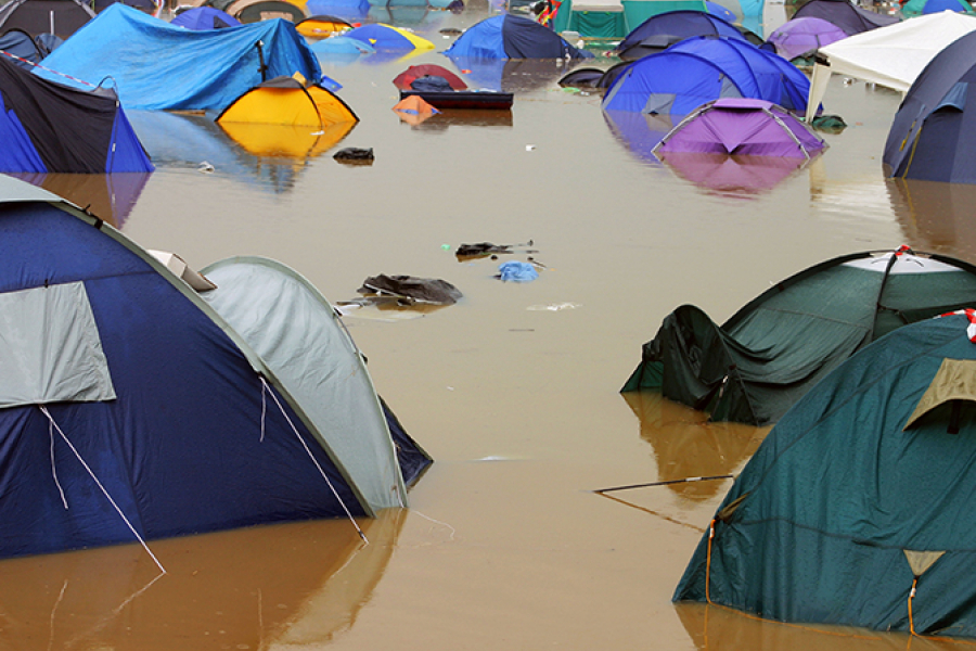 Flooded campsite