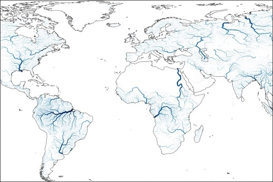 Mean daily river discharge 1980-2019 in GloFAS v4.0 reanalysis