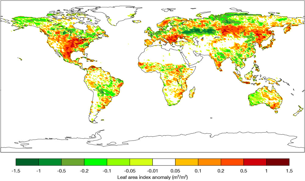 Leaf Area Index anomaly in July 2020.