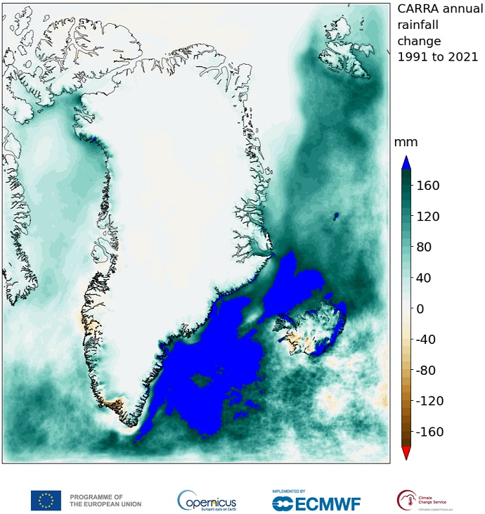 Rainfall change in the Arctic