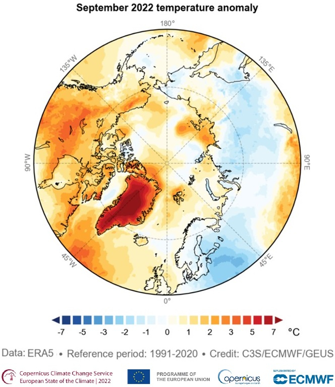 September 2022 temperature anomalies