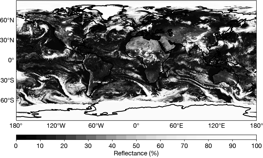 Simulated visible reflectance.