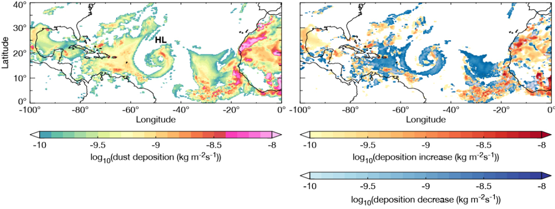 Dust deposition during Hurricane Larry.