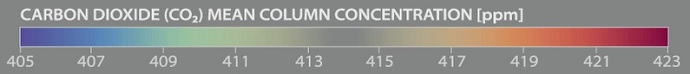 Carbon dioxide mean column concentration legend