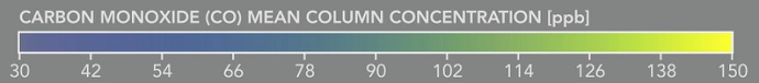 Carbon monoxide mean column concentration legend