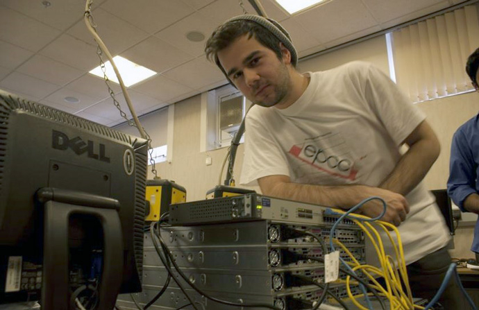 Ioan Hadade at a cluster building challenge event at the University of Edinburgh