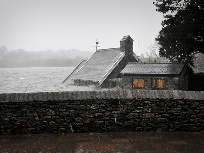 Flooded cottage in Cumbria, UK